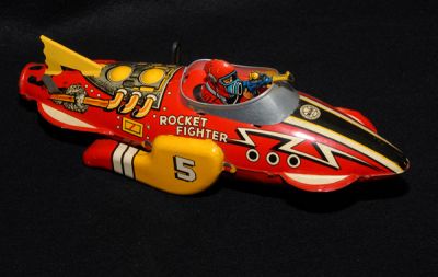 VINTAGE 1930's MARX TIN WINDUP FLASH GORDON ROCKET FIGHTER KING FEATURES Gd  Cond